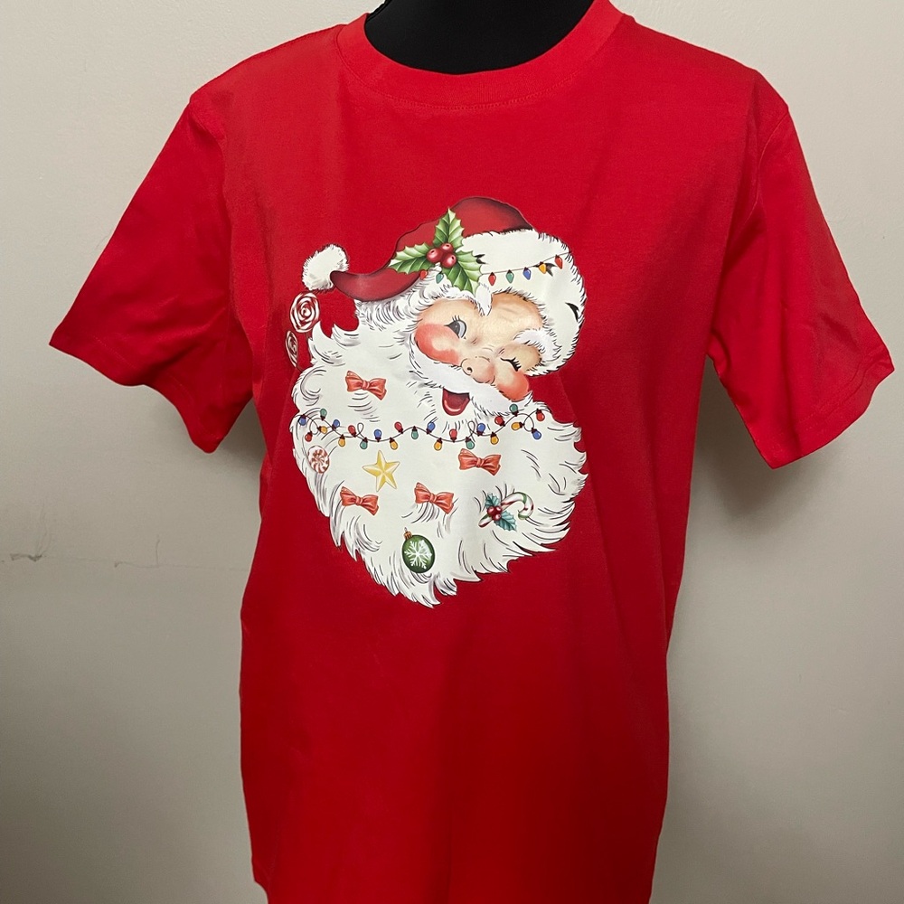 Festive Red Santa Graphic Women's Top